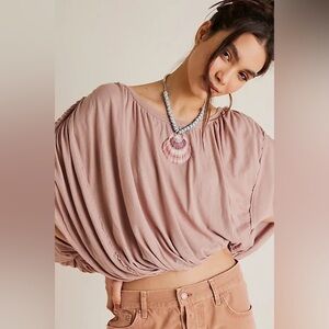 Free people open cut arms billowy arm tie details Mauve Women's Top xs relaxed